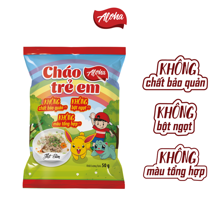 Cháo trẻ em thịt bằm aloha - ăn liền - gói 50gr - thùng 50 gói