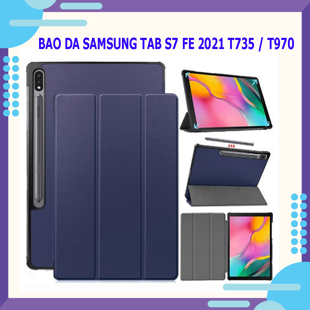 Bao da samsung tab s7 fe 2021 - tặng kèm bút cảm ứng