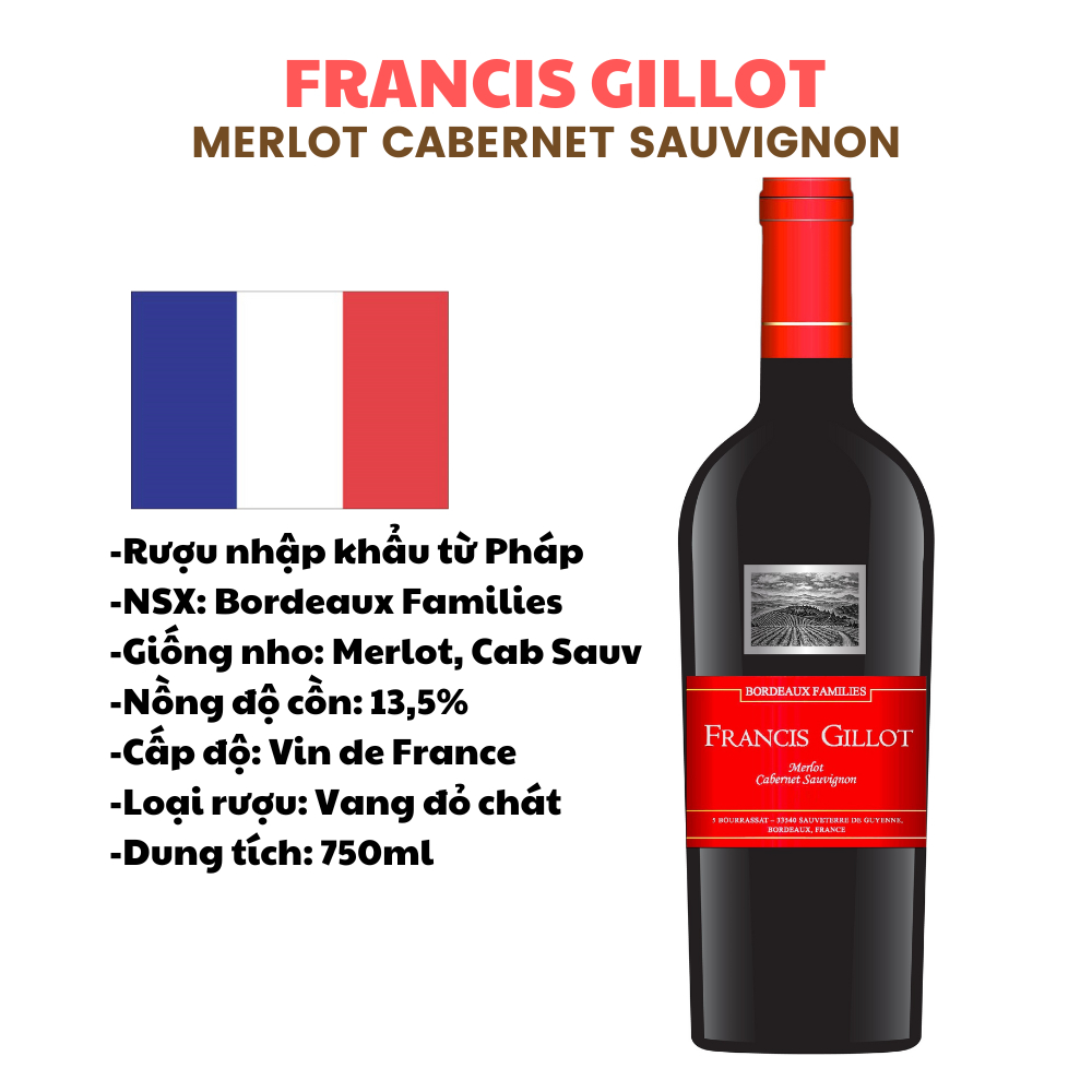 French Wine Francis Gillot Shiraz Cabernet - Red Wine
