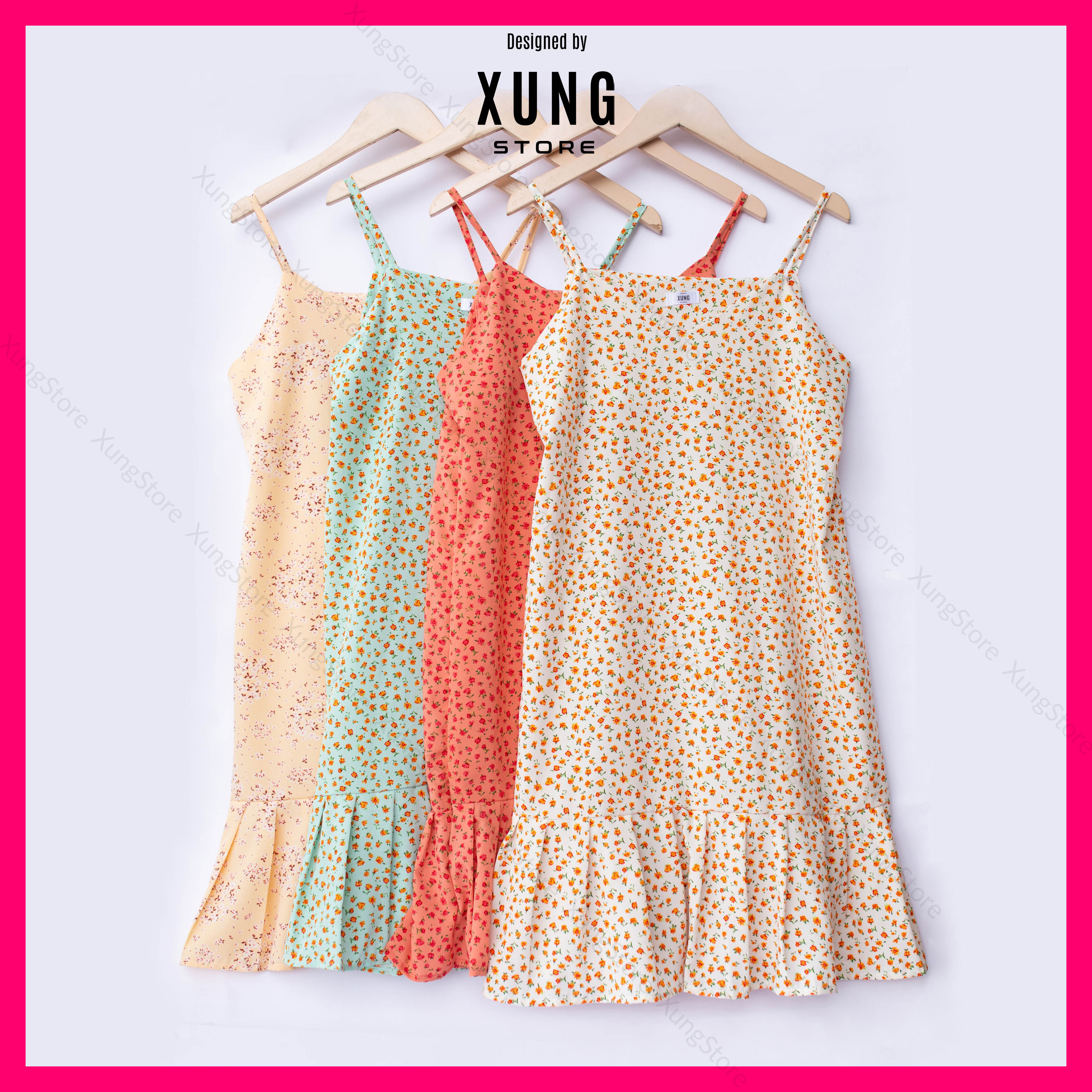 Váy ngủ nữ, Váy mặc nhà, Váy hoa nhí 2 dây cao cấp– XungStore