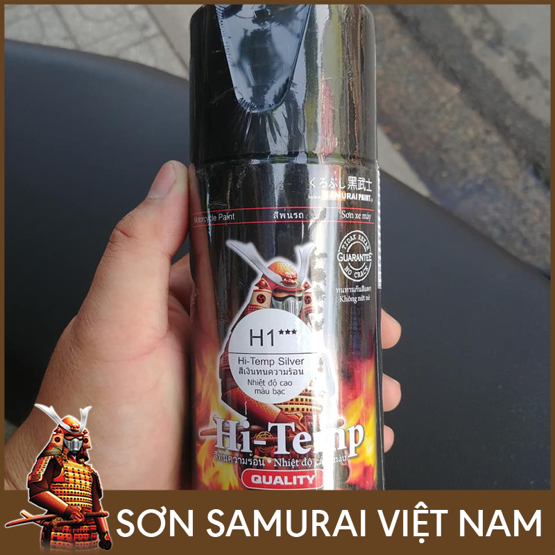 Sơn samurai H1 - Chai sơn pô chịu nhiệt màu bạc nhám sơn xịt samurai