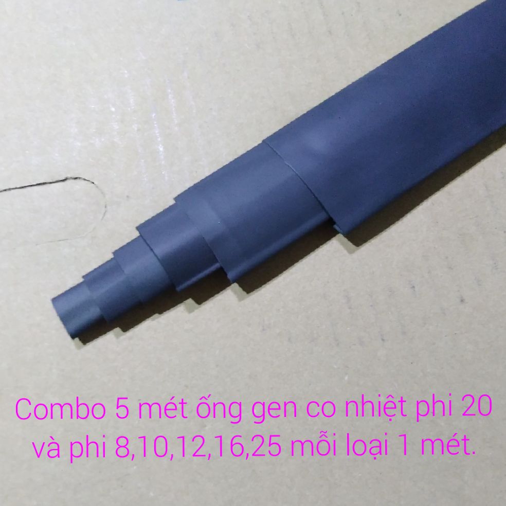 [HCM]Combo 10 mét ống gen co nhiệt 6 kích cỡ trung bình. 5 mét phi 20 và phi 810 121625 mỗi loại 1m.