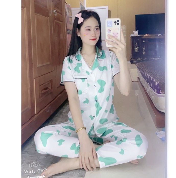 Set bộ pijama bò sữa cd from rộng unisex , đồ bộ mặc nhà của nữ siêu đẹp, dễ thương.t33