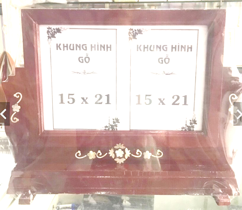 Khung ảnh thờ gỗ Đôi 15x21 cao cấp đẹp chắc chắn có chân đế có 2 màu nâu và đen