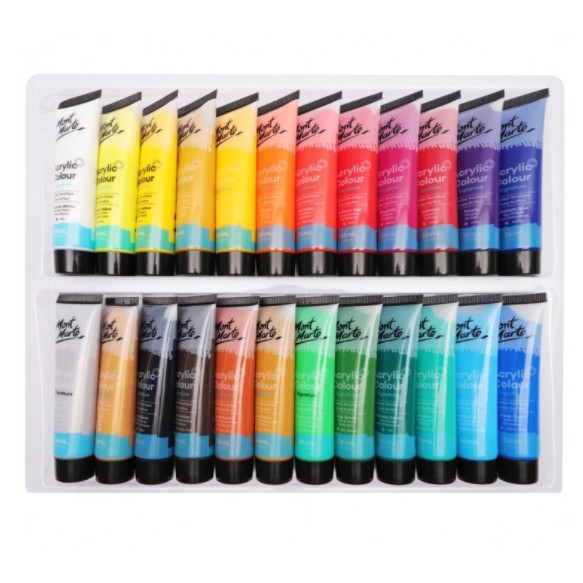 Màu Arcylic Mont Marte vẽ trên mọi chất liệu - Hủ chiết 3ml - Màu cao cấp của ÚC (bảng màu số 3-4)