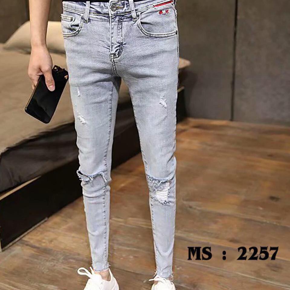 [HCM+FREESHIP MAX 15K] QUẦN JEAN NAM RÁCH XANH BẠC ÔM BODY CÁ TÍNH CAO CẤP MT 2257 PAGANI_ FASHION