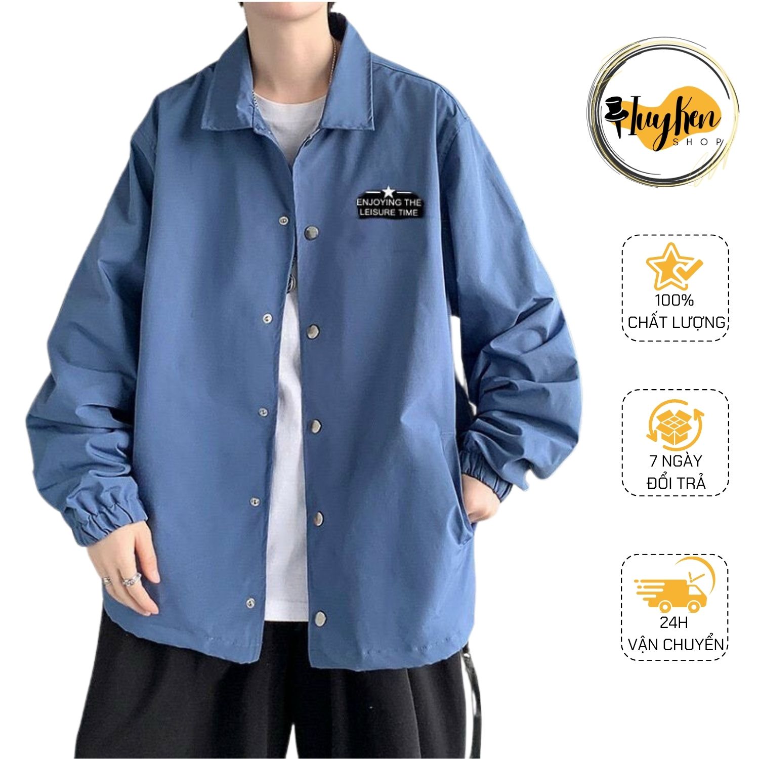 Áo khoác dù hai lớp Unisex in hình chiếc nón siêu ngầu