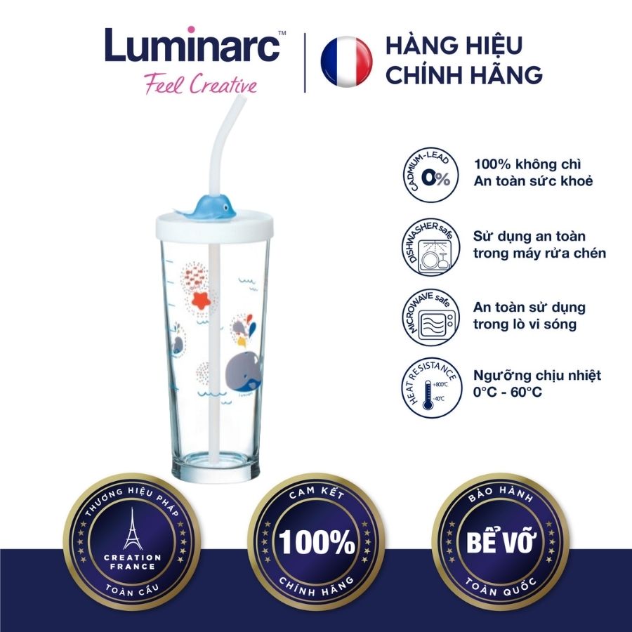 Ly thuỷ tinh đổi màu Luminarc Lille Scale Whale 425ml - LUSCP9886