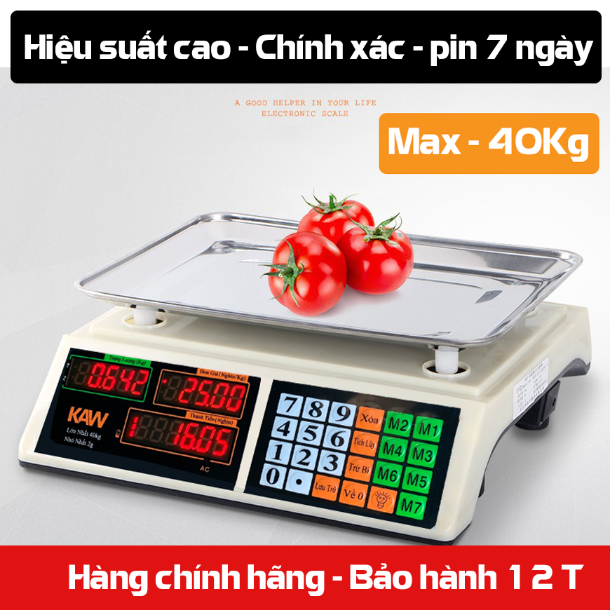 Cân điện tử, Cân điện tử có chuẩn không - Cân điện tử tính giá loại 40kg chất lượng tốt, siêu chuẩn xác, chống nước, thiết kế thông minh, bền bỉ - Bảo hành uy tín 1 đổi 1