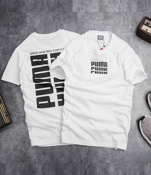 Áo thun nam trắng in chữ ppuma