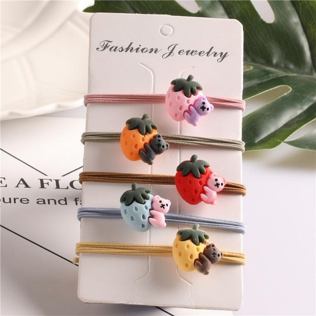Set 5 dây thun cột tóc buộc tóc hình gấu ôm dâu phong cách hàn quốc dễ thương siêu cute hot hit giá rẻ
