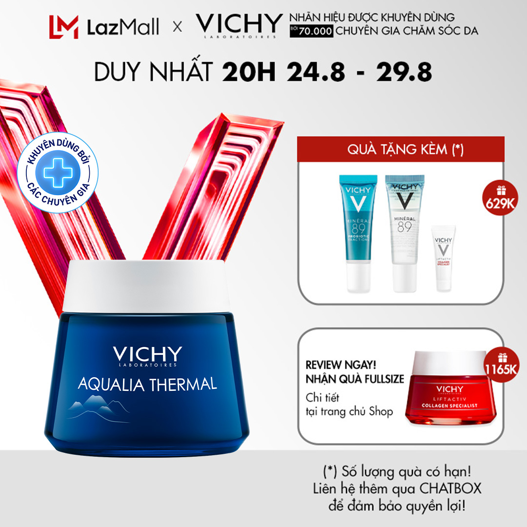 Mặt nạ ngủ dưỡng ẩm giúp làm sáng da Vichy Aqualia Thermal Night Spa