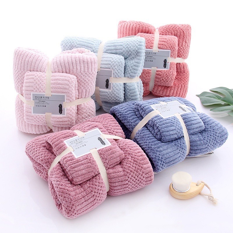 Bộ 2 khăn tắm và khăn mặt sợi tre cỡ lớn 140 x 70cm/ 35x70cm