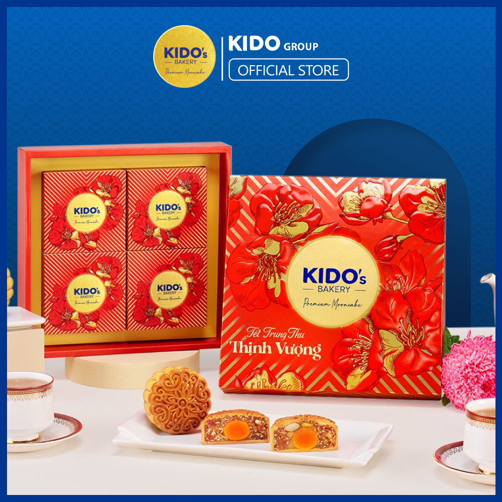 Bánh trung thu kido hộp thu thịnh vượng đỏ