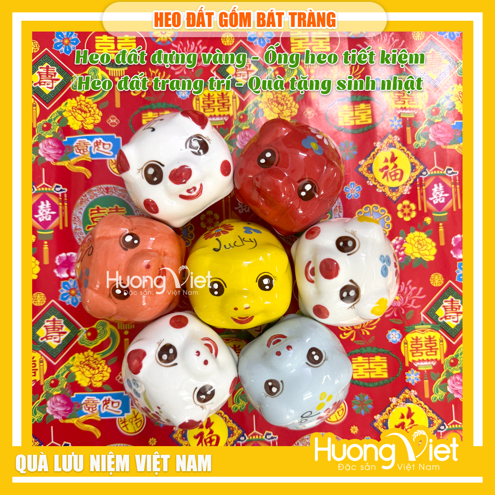 Heo đất Mini đựng tiết kiệm, Làm decor, Chất liệu gốm sứ Bát Tràng, To bằng nắm tay, quà tặng sinh nhật