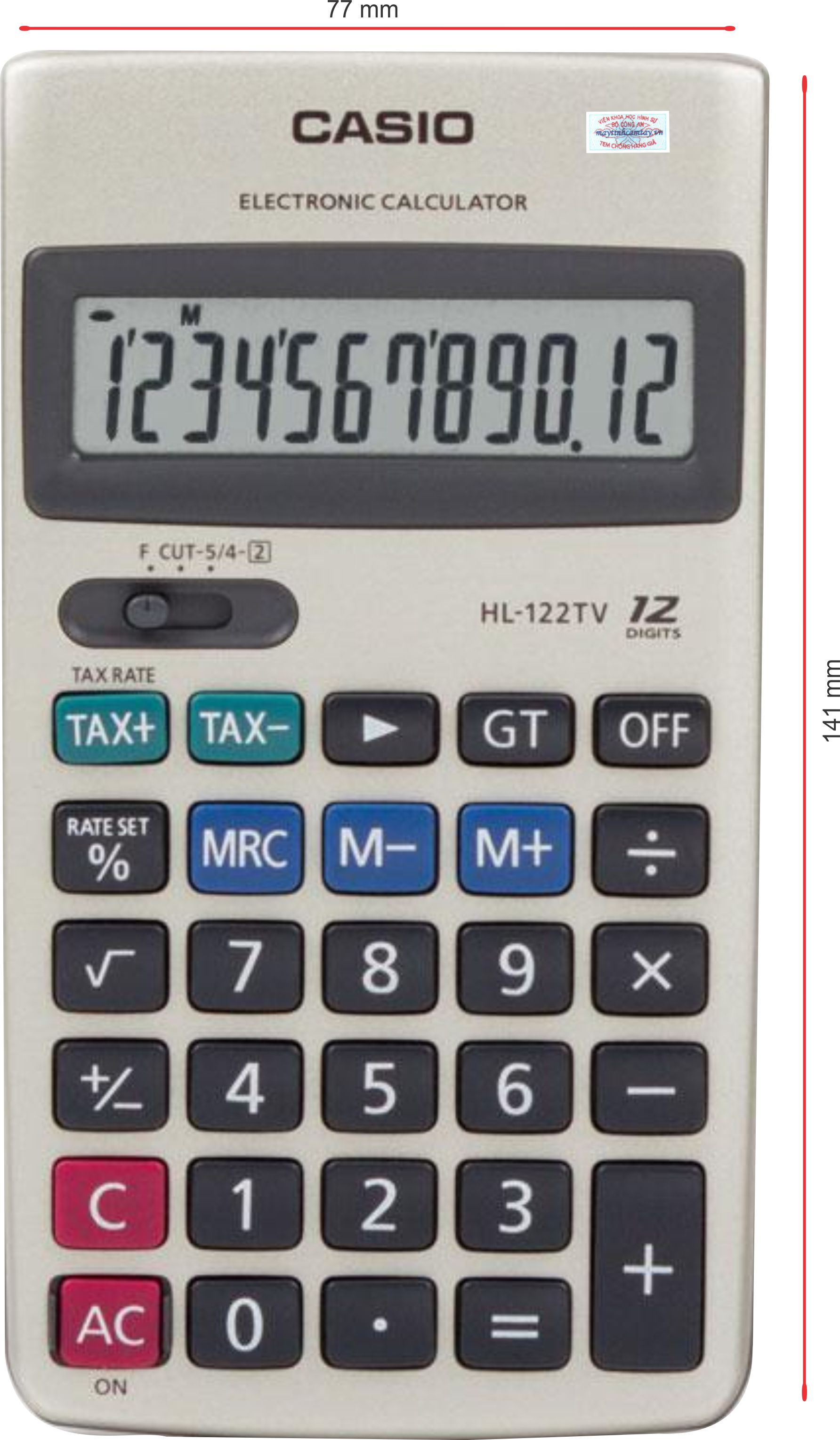 [HCM]Máy tính bỏ túi Casio HL-122TV (Xám) 12 số