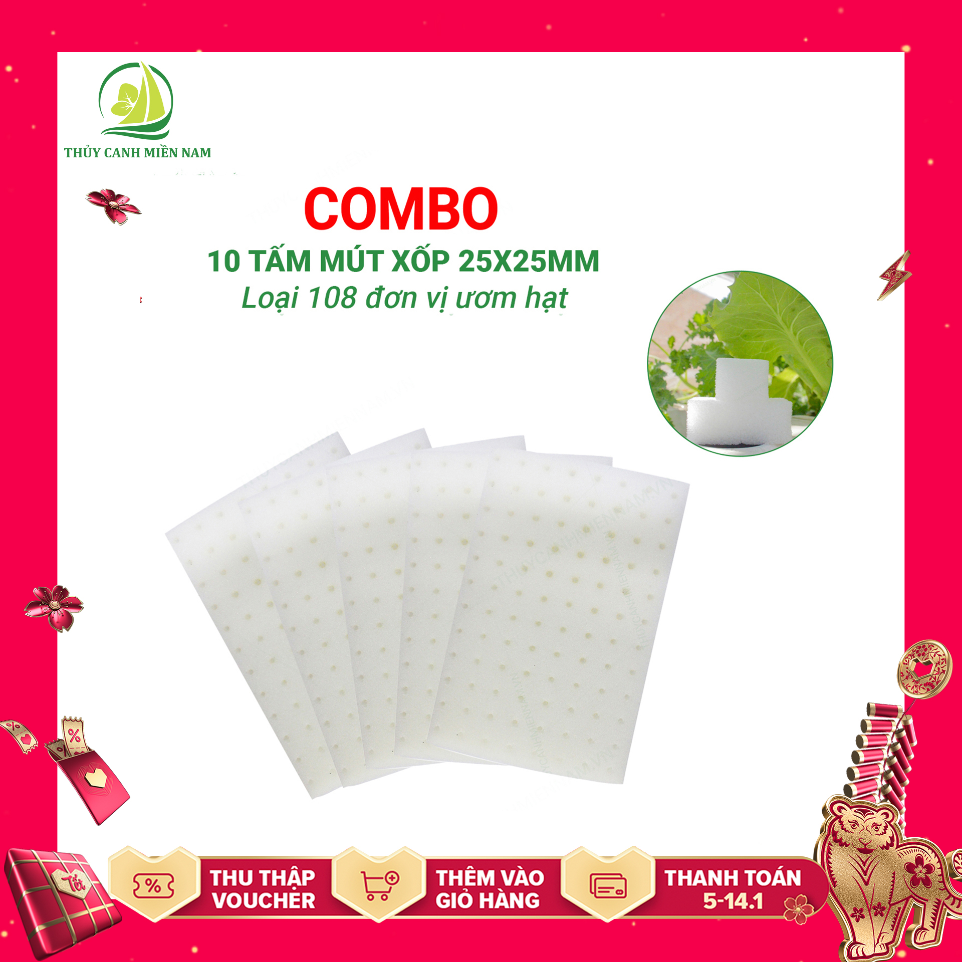 [RẺ VÔ ĐỊCH] Bộ 10 tấm mút xốp ươm hạt 2.5x2.5 - loại 108 đv ươm