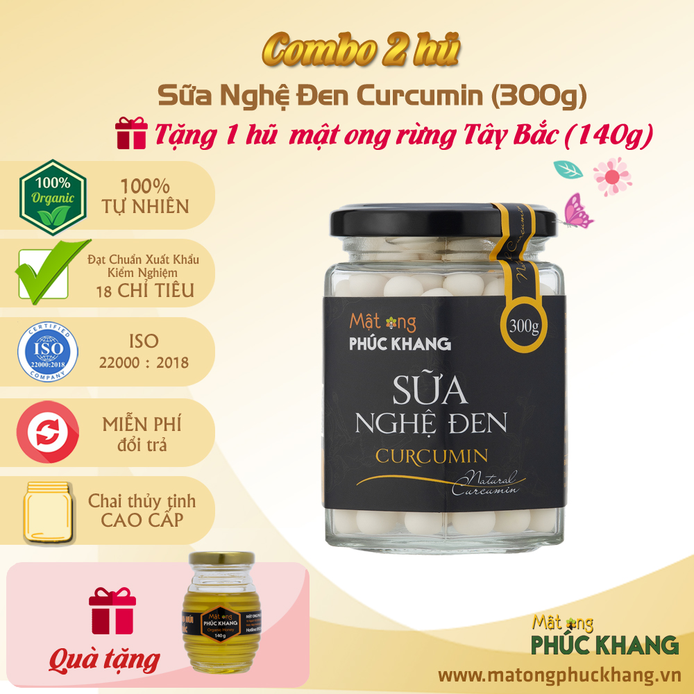 Combo 2 Hũ Sữa Nghệ Đen Phúc Khang 300g  - Làm Đẹp da - Hỗ trợ điều trị đau dạ dày - Bảo vệ hệ tiêu hóa,  chống oxy hóa ,ức chế ,ngăn ngừa tế bào ung thư - Thảo dược tự nhiên 100%