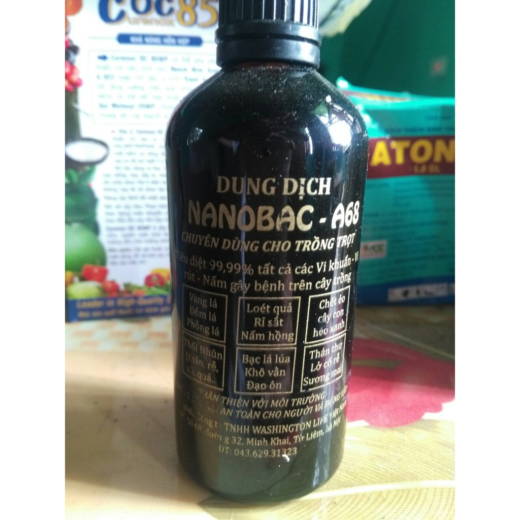 Dung dịch Nano Bạc A68 phòng và tri bệnh hiệu quả trên cây trồng chai 100ml