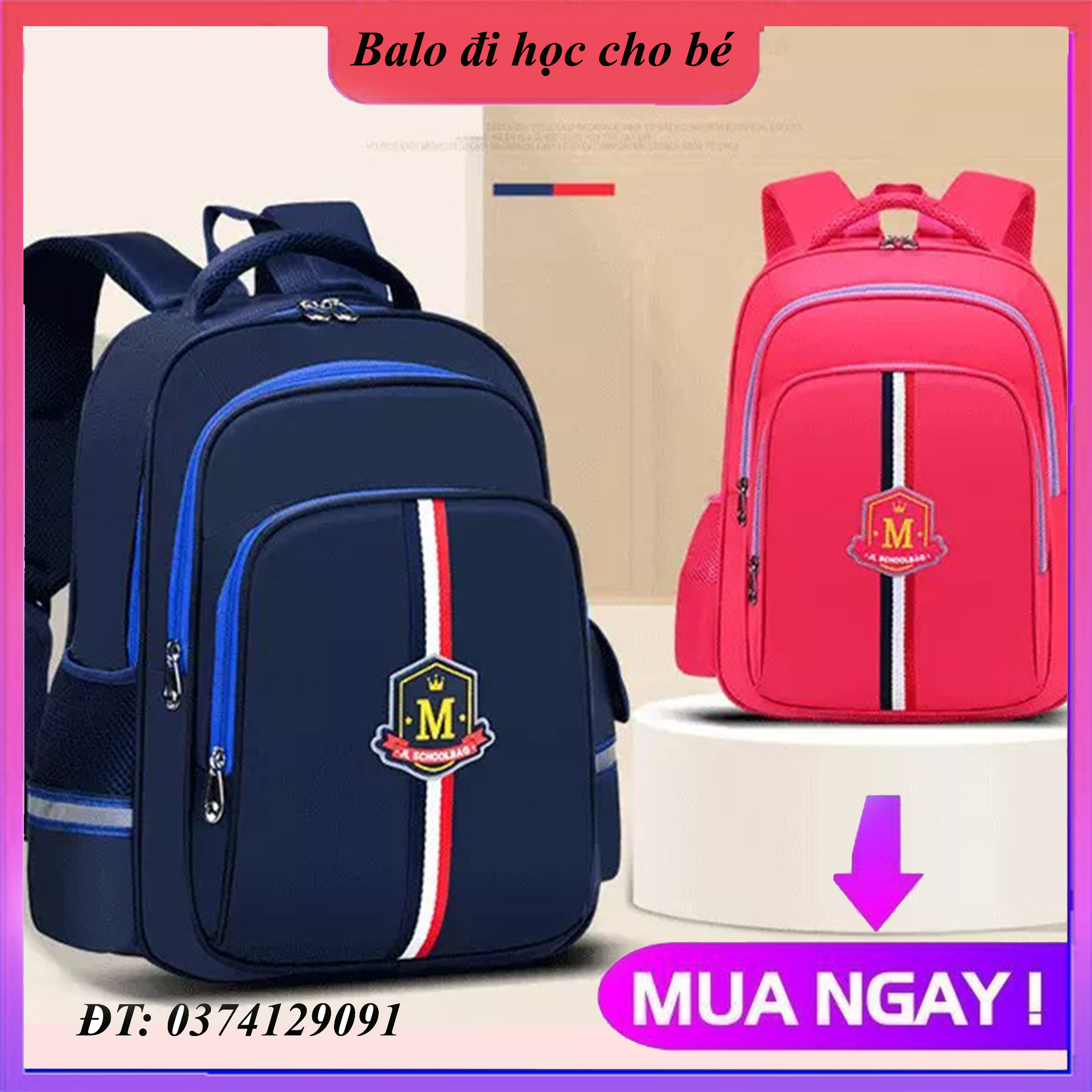 [SIZE 42cm] Balo đi học cho bé trai, bé gái từ lớp 4-9 cao cấp, cặp sách chống gù nhiều ngăn siêu nhẹ đường may tỉ mỉ