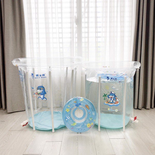 Bể bơi thành cao doctor dolphin size to 80x80 - bể bơi thành cao cho bé - bể bơi cho trẻ sơ sinh - tặng kèm 1 phao cổ + 1 bơm tay