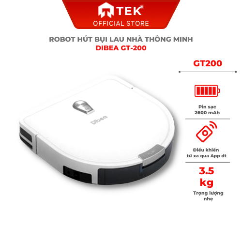 Robot hút bụi, lau nhà, khử mùi thông minh Dibea GT200 - Hàng chính hãng