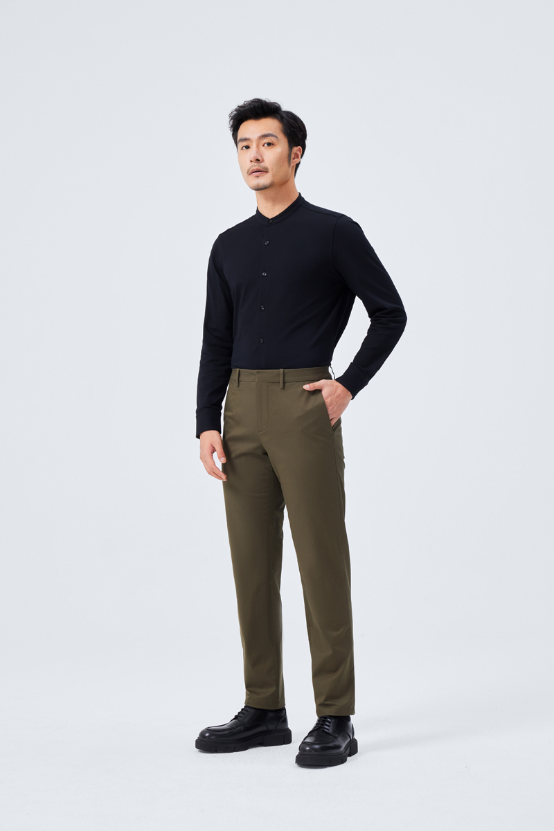 Áo sơ mi thun nam công sở determinant tay ngắn - dáng ôm - màu đen - ks02