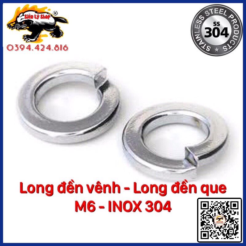 Long đền vênh - long đền que m6 inox 304