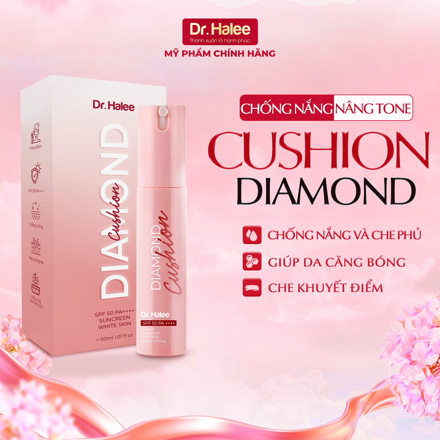 Kem nền che khuyết điểm Diamond cushion có chống nắng