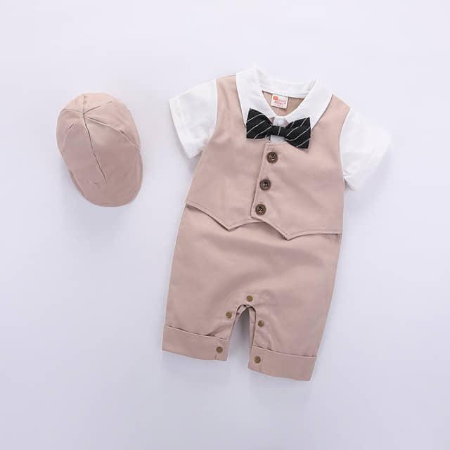 Sét body công tử kèm mũ lười cho bé trai cho bé từ 6 - 18 tháng