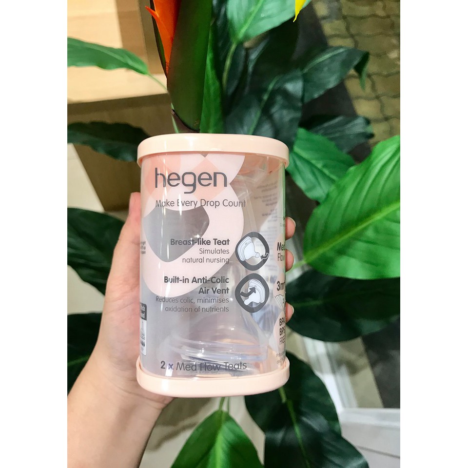Núm ti hegen số 2 dành cho bé từ 3-6 tháng tuổi - hegen teats medium flow - mieshop