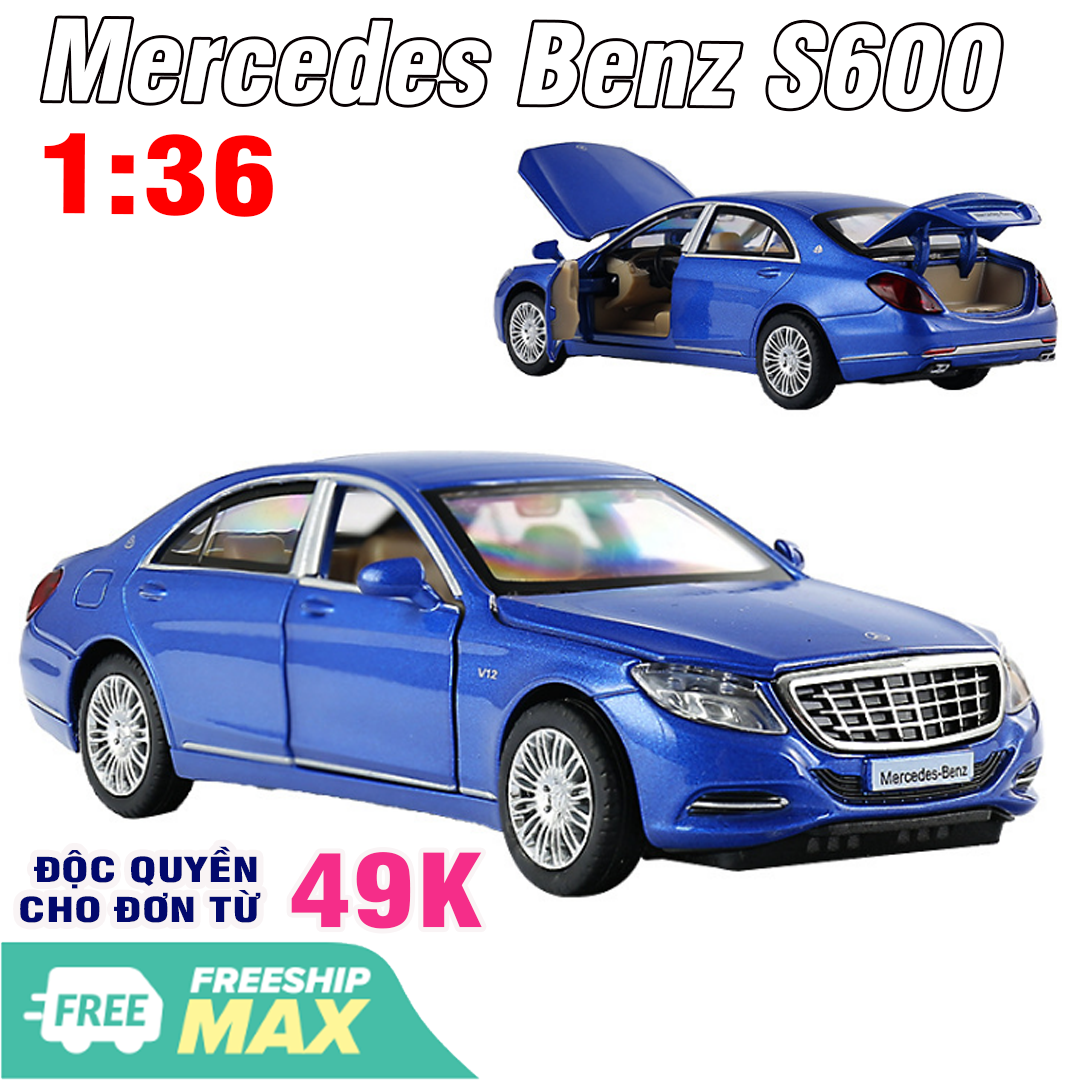 Xe mô hình ô tô Mercedes Benz S600 xe bằng kim loại mở được 2 cửa xe đồ chơi trẻ em
