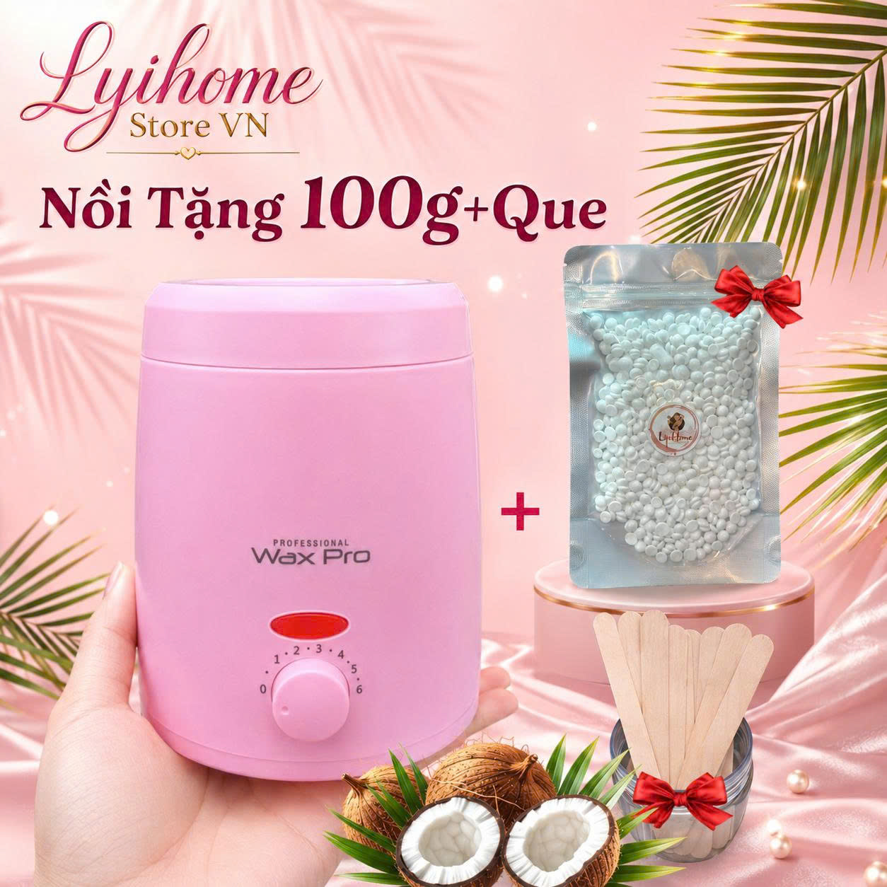 [NỒI TRỤ+100G] Sáp wax lông nóng tự làm tại nhà tiện lợi, sáp wax nóng nhiều loại dừa, mùi thơm nhẹ chất sáp dẻo, hiệu quả nhanh tiết kiệm