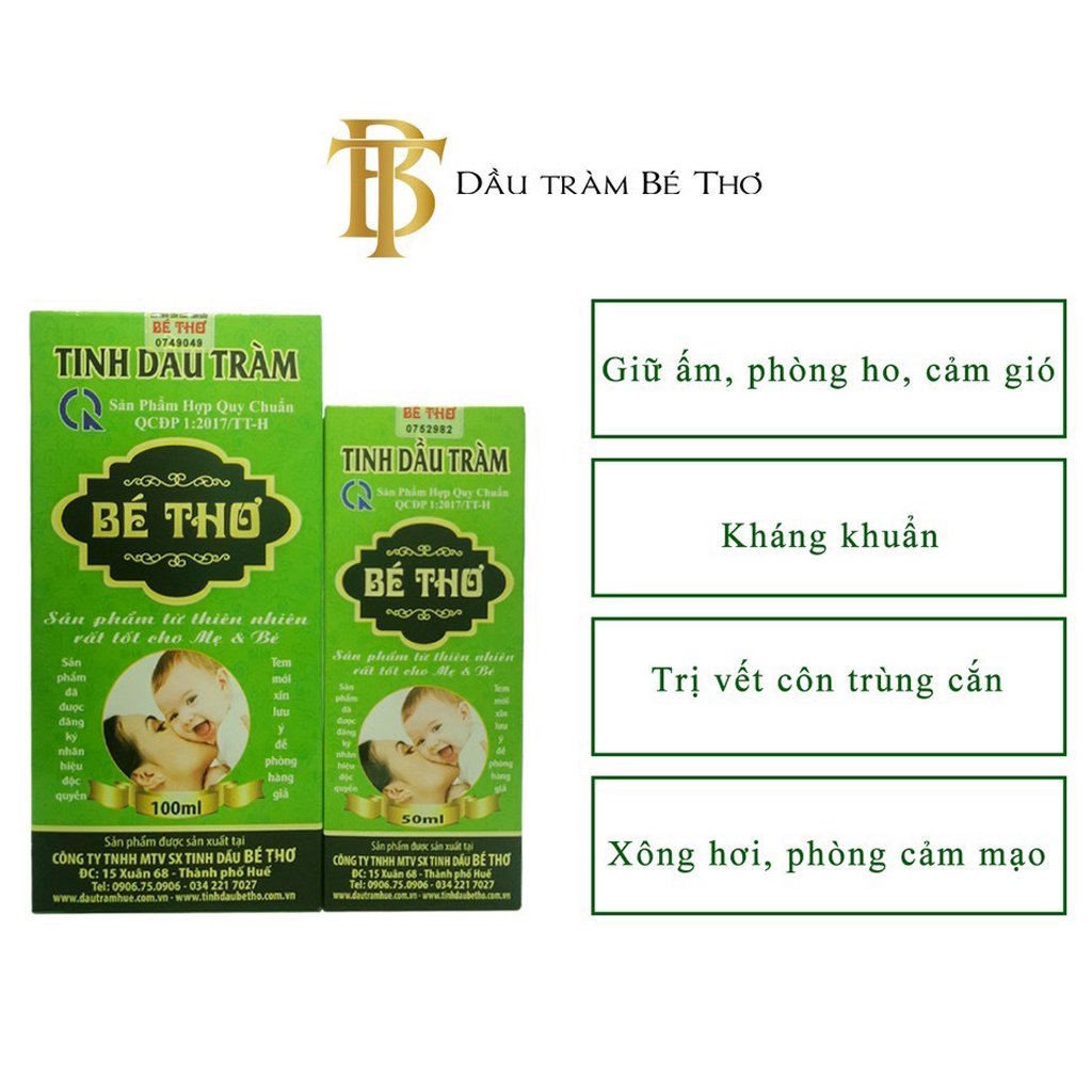 Dầu Tràm Huế Bé Thơ Loại I  Đảm Bảo Chất Lượng ( Qk Tùy Chọn Loại 50 ml-100 ml)