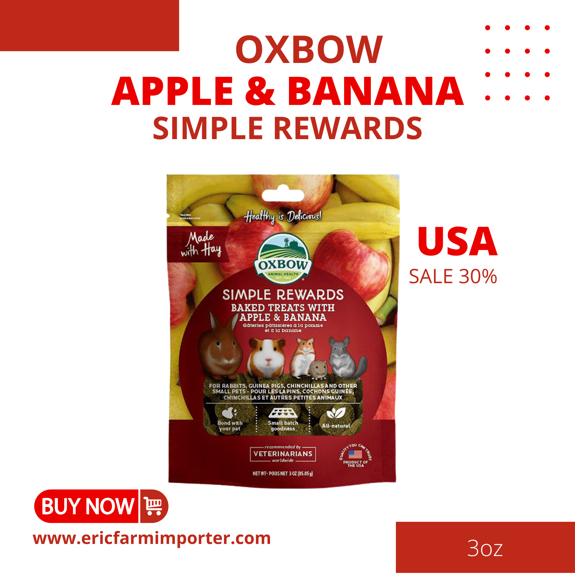 Bánh Cỏ Tymothy Oxbow Apple & Banana 🐶 FREE SHIP 🐶 OXBOW Hỗ Trợ Dinh Dưỡng cho guinea pig, thỏ, chin