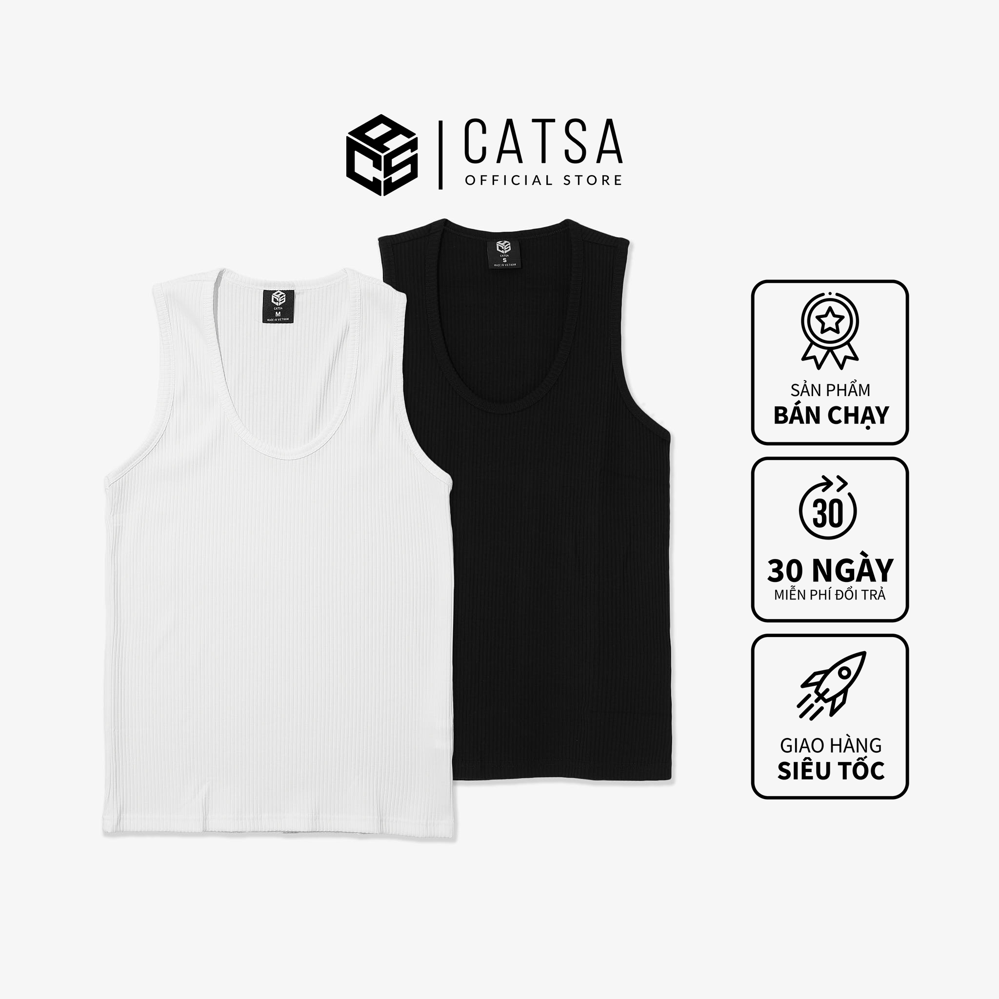 Áo thun ba lỗ trắng chất thun cotton gân mềm mại