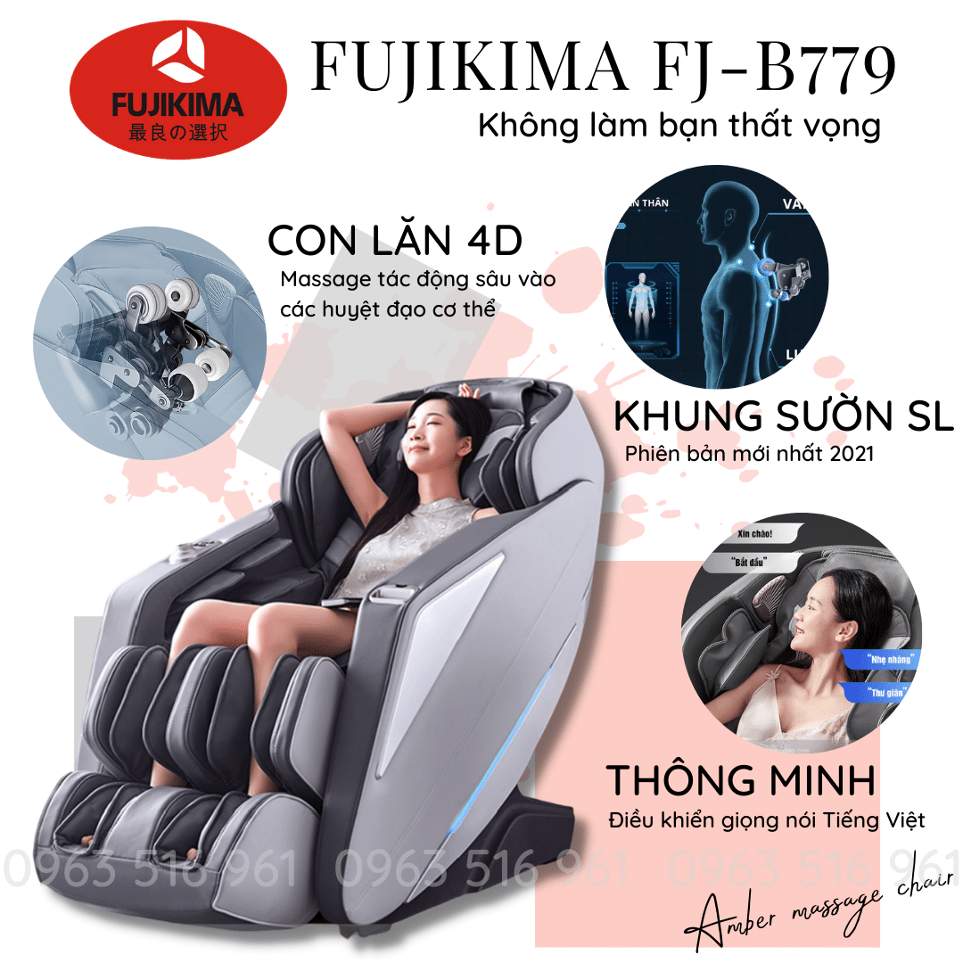 [ĐIỀU KHIỂN BẰNG GIỌNG NÓI TIẾNG VIỆT] Ghế massage FUJIKIMA FJ-B779 với hệ thống liên động tự động, massage toàn thân, thời thượng, quý phái, trị liệu Nhật Bản