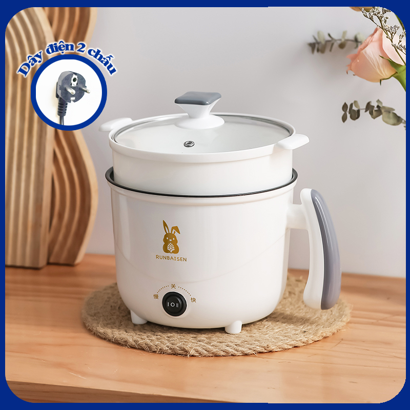 Nồi lẩu mini ca nấu mì điện hấp đa năng 2 tầng