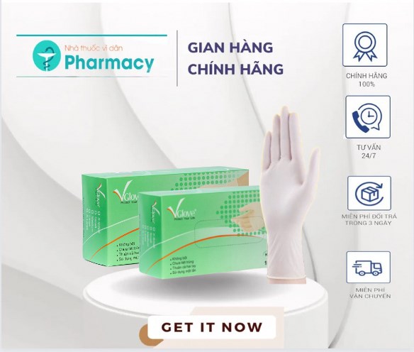 2 hộp/ 200 chiếc Găng tay Vglove không bột chuẩn y khoa Khải Hoàn bao tay latex