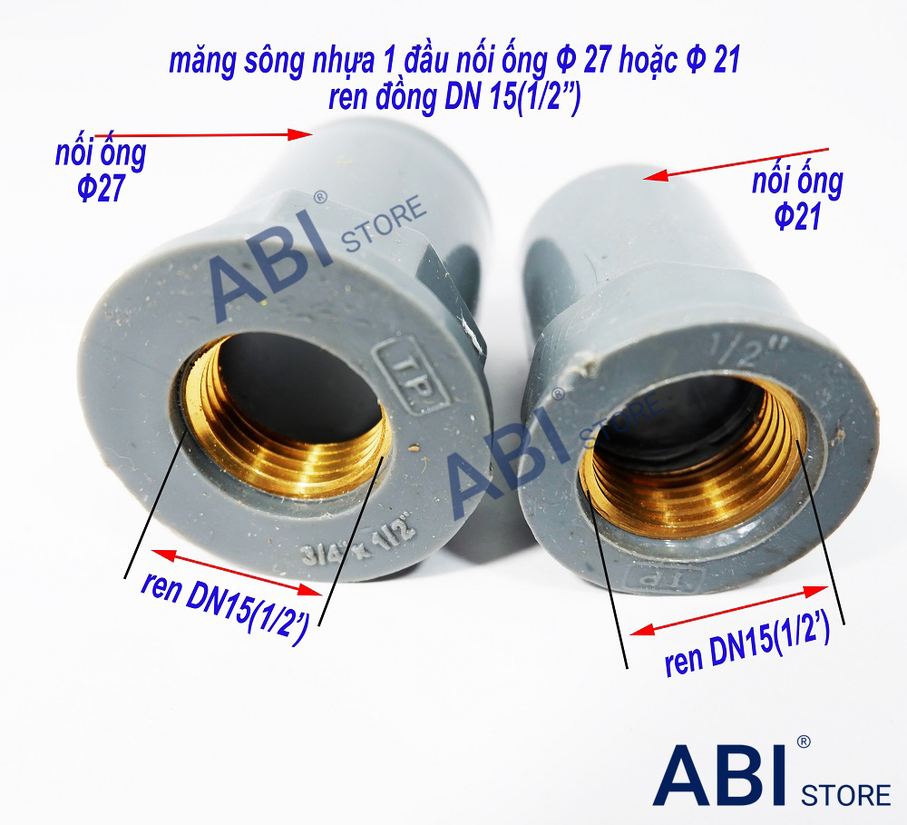 Măng sông ren trong đồng 21, 27-21( măng sông nối ống nước nối thẳng nhựa ren trong đồng nối nhựa răng trong măng xông ren đồng)