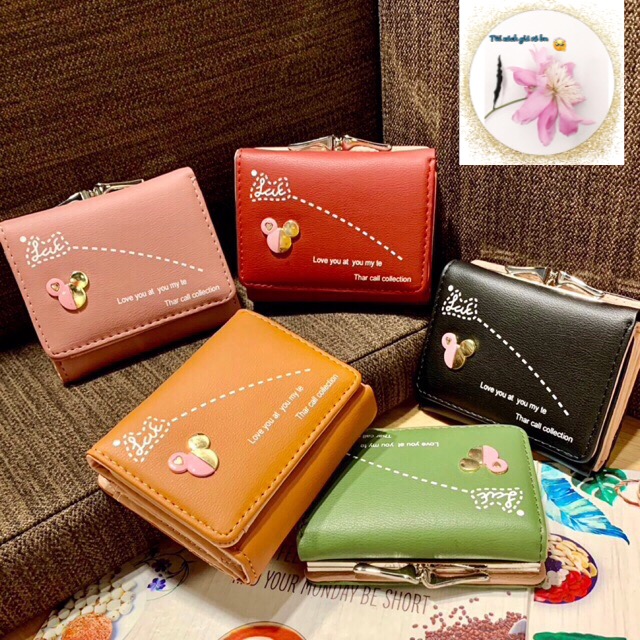 Ví bóp nữ nhỏ gọn bỏ túi mini cầm tay đựng tiền cute LAE VN32