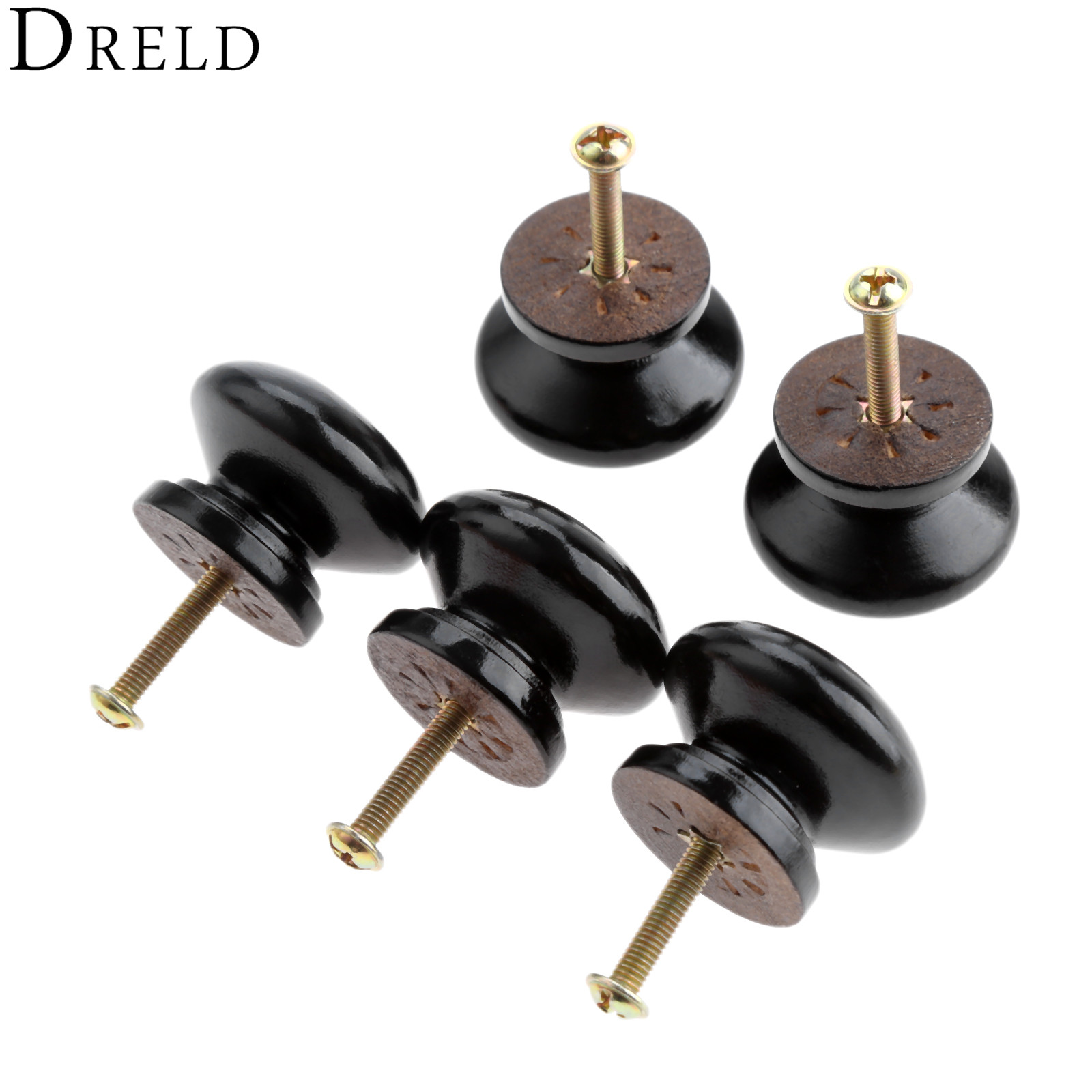Dreld 5pcs Đen đồ nội thất bằng gỗ xử lý đồ nội thất phần cứng gỗ nội knobs và xử lý nhà bếp ngăn kéo tủ quần áo cửa kéo