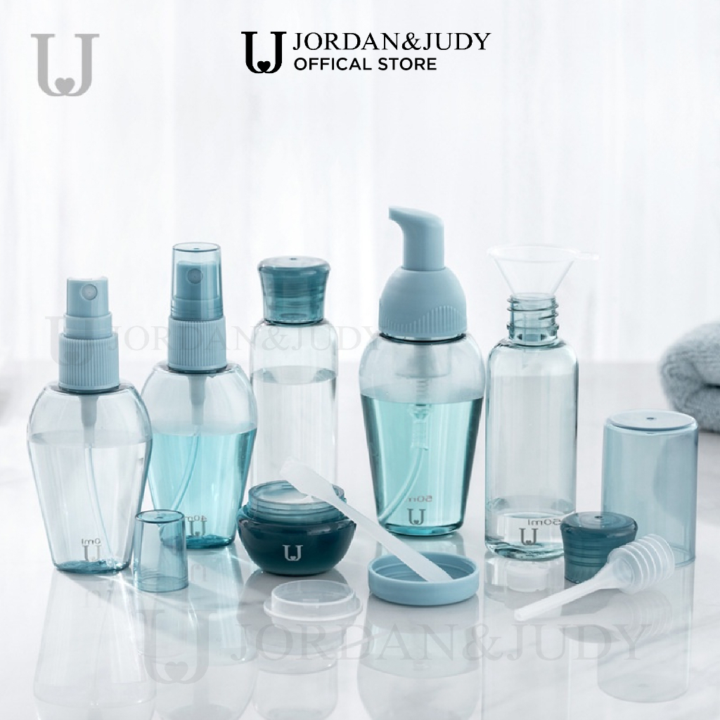 Bộ 6 chai chiết jordan & judy đựng mỹ phẩm dầu gội sữa tắm đi du lịch - nhựa pet, nhựa pp thân thiện môi trường