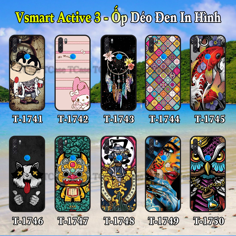 Ốp lưng Vsmart Active 3 dẻo đen in hình Tổng Hợp Mẫu Đẹp