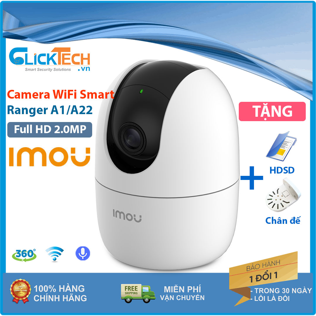 Camera không dây 360 độ IMOU A1-A22 - HD 2.0MP, Camera quan sát không dây WiFi giá rẻ , Hàng chính BH 24 tháng 1 đổi 1 trong 30 ngày tại ClickTech.vn