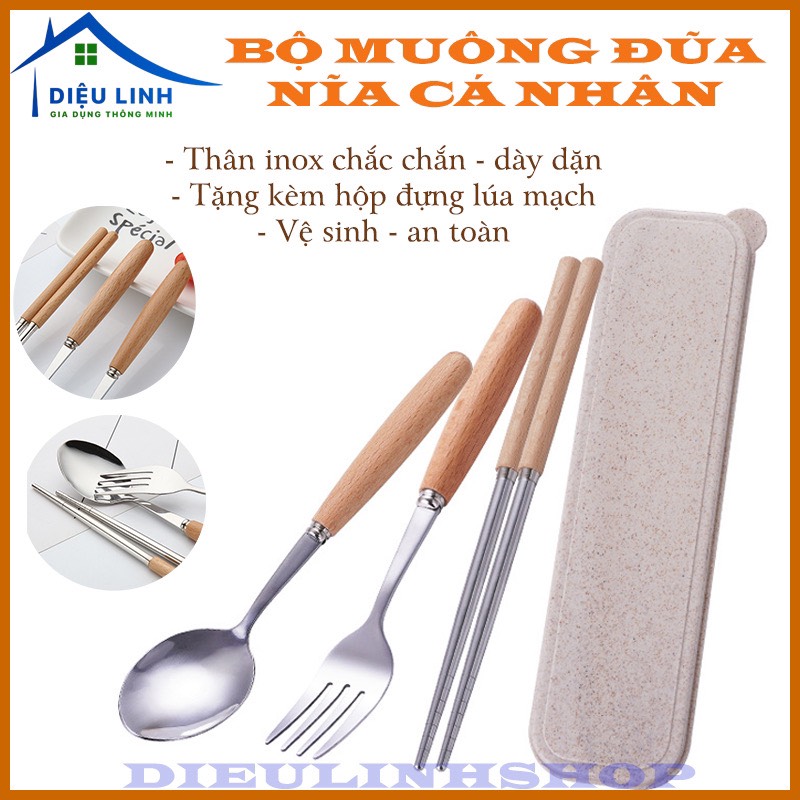  Bộ Đũa Thìa inox du lịch 3 món 