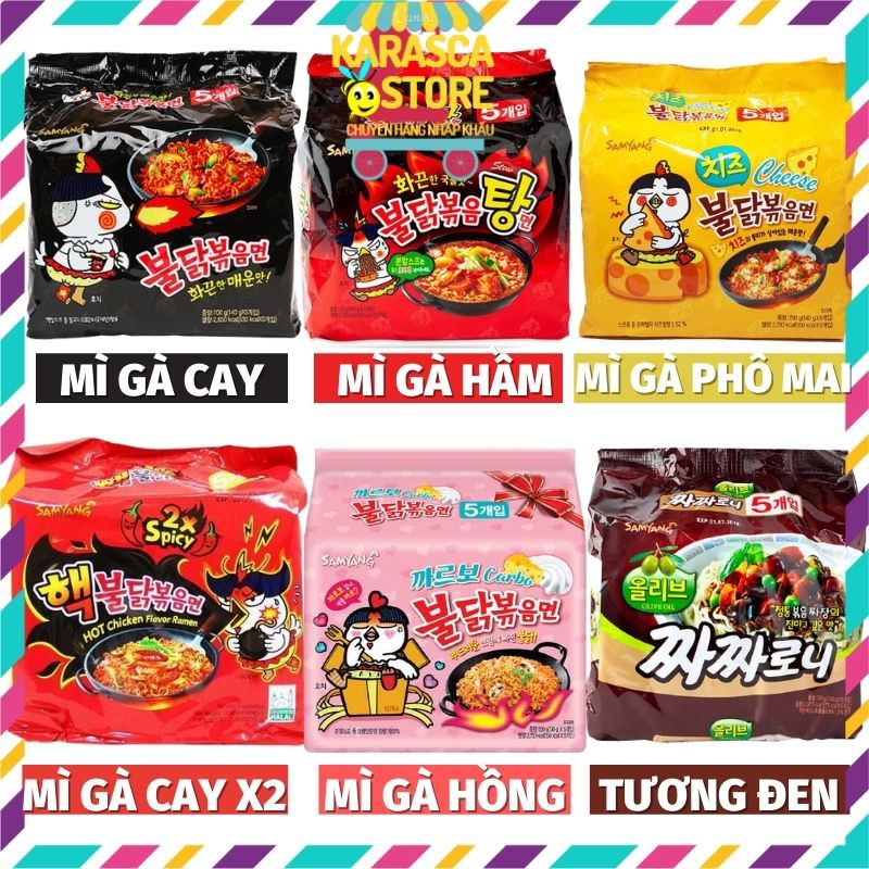 Mì cay hàn quốc mì cay samyang vị gà cay gà cay nướcgà cay phô mai gà cay x2 gà cay carbonara và mì tương đen