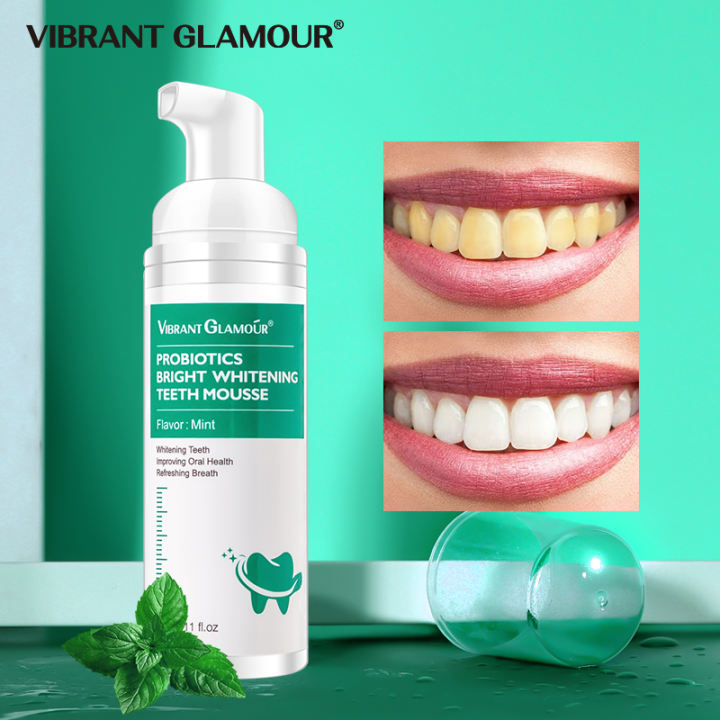 Bọt đánh răng làm trắng răng VIBRANT GLAMOR, ngăn ngừa sâu răng, loại bỏ vết ố răng, vệ sinh răng miệng sạch sẽ, kem đánh răng nha khoa 60ml