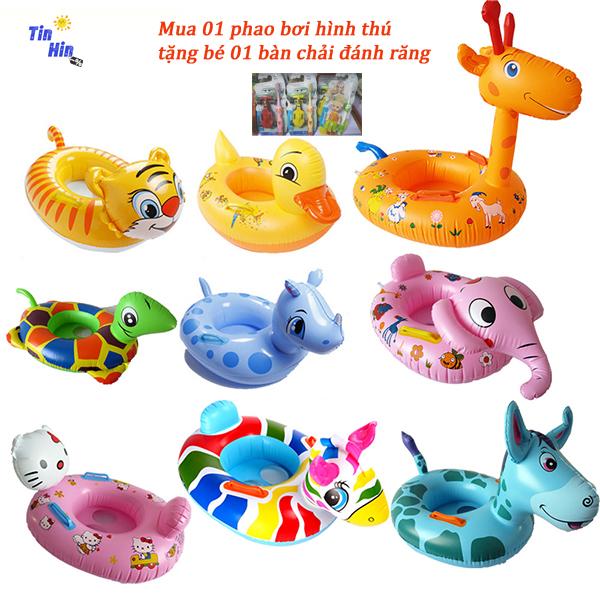 Phao bơi hình thú siêu ngội nghĩnh cho trẻ em, phao bơi, hồ bơi, phao boi TẶNG 01 BÀN CHẢI ĐÁNH RĂNG CHO BÉ