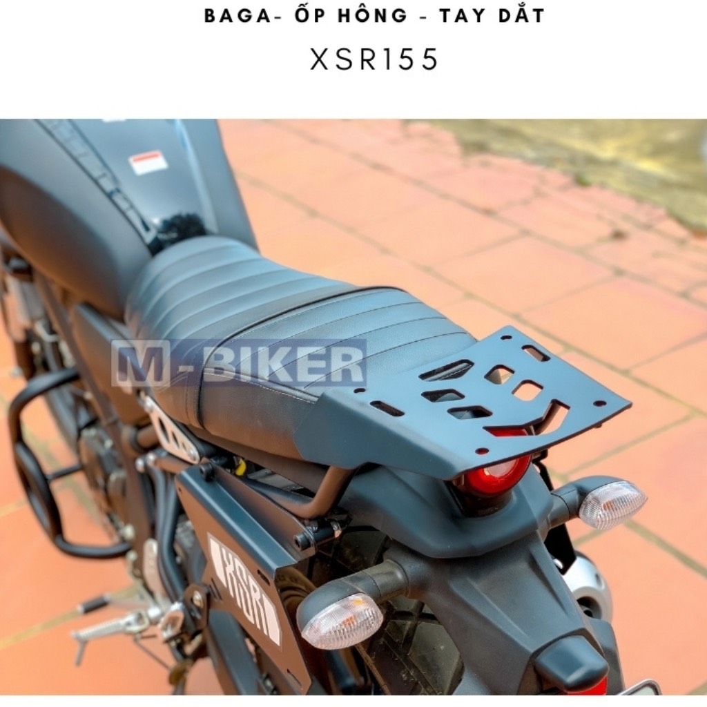Baga XSR155 Yamaha có vị trí gắn ốp hông và túi treo hông. ốp chắn bùn, tay dắt xsr155 chính hãng Mbiker.